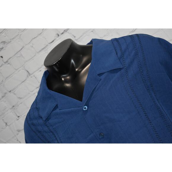 Cubavera Hawaiian Shirt Mens Size 4XL BIG Viscose Polyester Blue - Picture 3 of 6